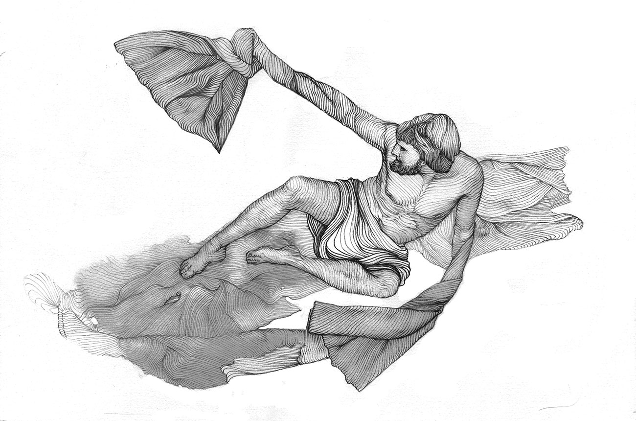 Pencil drawing:<br>The Slave<br>by Denis Tenev<br>Original is available - 250 EUR