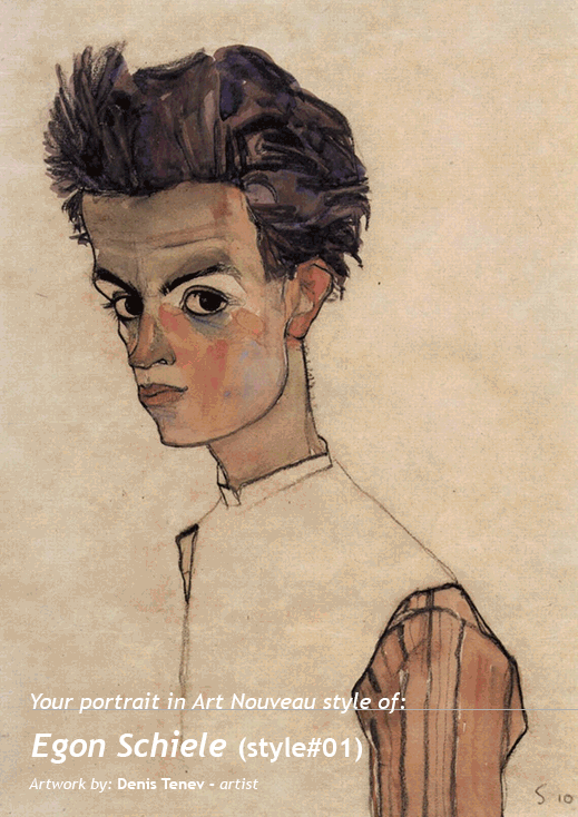 Your portrait in<br>Art Nouveau style<br> by Egon Schiele