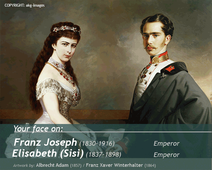 Your portrait on<br>couple Franz and Elisabeth (Sisi) painting