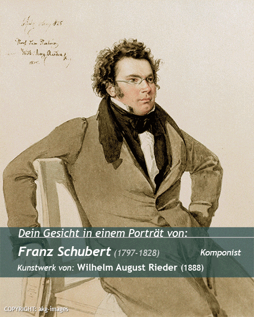Dein Porträt auf<br>Franz Schubert Malerei<br>Kunstwerk von Willhelm A. Reider (1888)