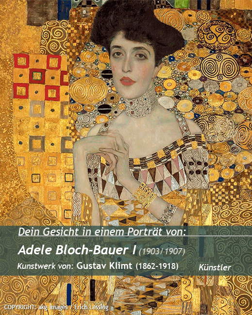 Dein Porträt auf<br>Adele Bloch - Bauer Malerei<br>Kunstwerk von Gustav Klimt