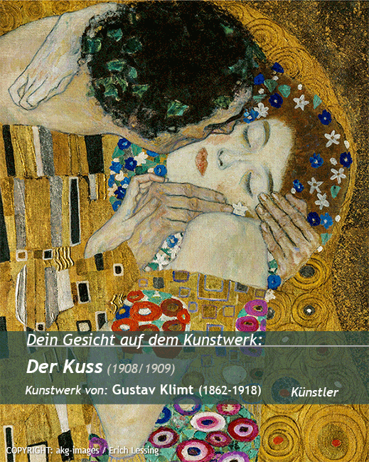 Dein Porträt auf<br>Kiss Malerei<br>Kunstwerk von Gustav Klimt