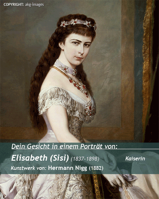 Dein Porträt auf<br>Elisabeth (Sisi) Malerei<br>Kunstwerk von Franz Xavier (1864)